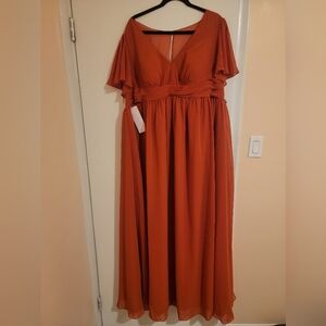 Azazie Maxi Dress Size 20 Nwt Flowy Fairycore Coquette Barbiecore Classi…